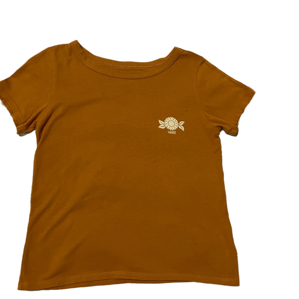 VANS Off The Wall Women’s Crop T-Shirt with Sunflower Graphic Size:S Brown